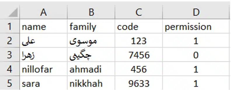 مشخصات فایل اکسل