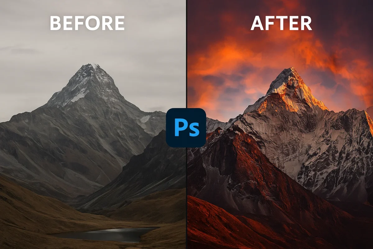 عکس قبل و بعد طراحی با برنامه فتوشاپ