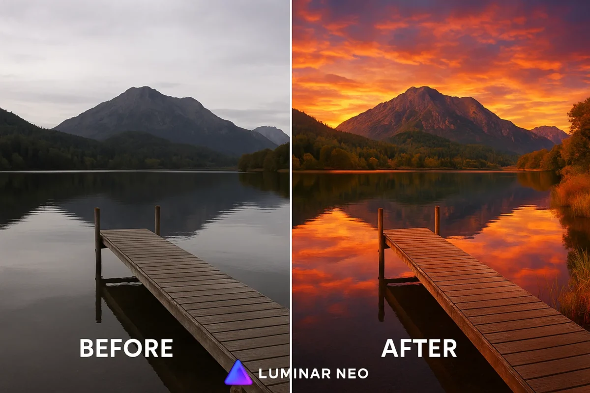 عکس قبل و بعد طراحی با برنامهLuminar Neo